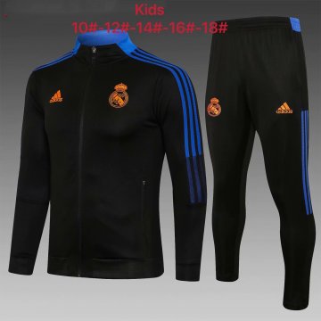 Real Madrid 2021-22 Black Soccer Training Suit Jacket + Pants Kid's [20210815082]