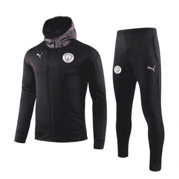 2019-20 Manchester City Hoodie Black Men's Football Training Suit(Jacket + Pants) [46912382]