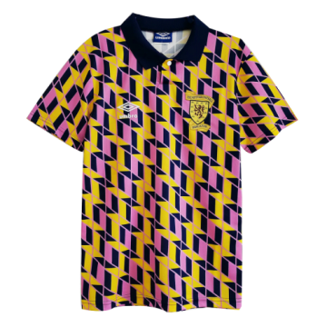 88/89 Scotland Away Yellow&Pink&Blue Retro Football Jersey Shirts Men