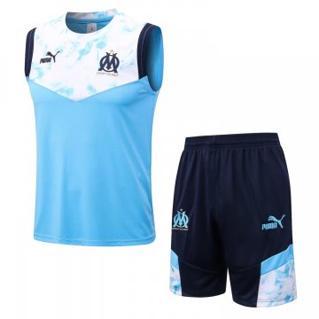 Olympique Marseille 2021-22 Sky Blue Soccer Singlet + Shorts Men's