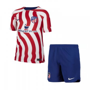 Atletico Madrid 2022-23 Home Kid's Soccer Jerseys + Short
