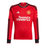 #Long Sleeve Manchester United 2023/24 Home Soccer Jerseys Men's