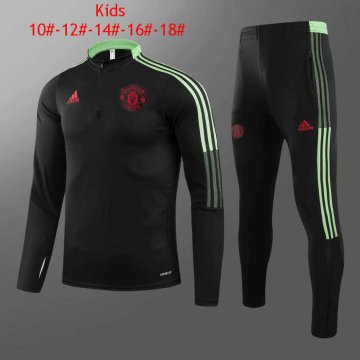 2021-22 Manchester United Black Half Zip Football Training Suit Kid's