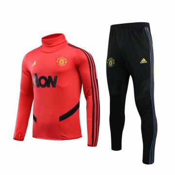2019-20 Manchester United High Neck Red Men's Football Training Suit(Sweatshirt + Pants)