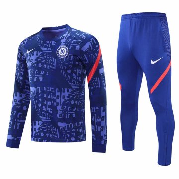2020-21 Chelsea Blue Texture Men's Football Training Suit