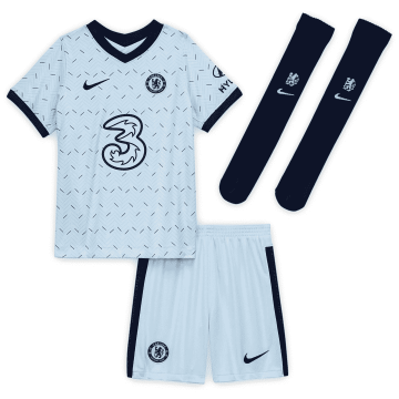 2020-21 Chelsea Away Light Grey Kids Football Kit(Shirt+Short+Socks)