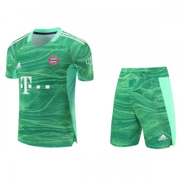 Bayern Munich 2021-22 Goalkeeper Green Soccer Jerseys + Short Set Men's