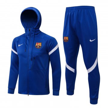 Barcelona 2021-22 Hoodie Blue II Soccer Training Suit Jacket + Pants Men's