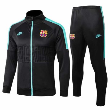 2019-20 Barcelona High Neck Black Men's Football Training Suit(Jacket + Pants)