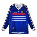 #Retro France 1998 Home Long Sleeve Soccer Jerseys Men's