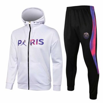 2020-21 PSG x Jordan Hoodie White Football Training Suit (Jacket + Pants) Men's [2020128156]