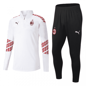 2020-21 AC Milan White Men Half Zip Football Training Suit(Jacket + Pants)