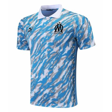 2021-22 Olympique Marseille Light Blue Football Polo Shirt Men's