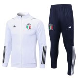 Italy 2023 White Soccer Jacket + Pants Men's