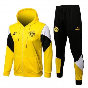Borussia Dortmund 2021-22 Hoodie Yellow Soccer Training Suit Jacket + Pants Men's
