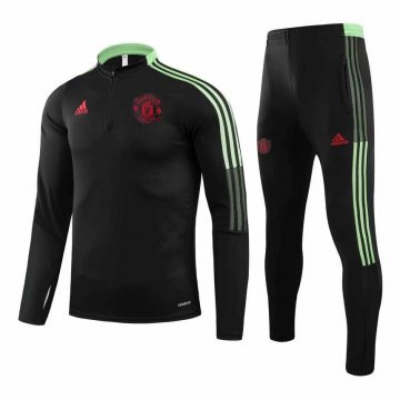 2021-22 Manchester United Black Half Zip Football Training Suit Men's