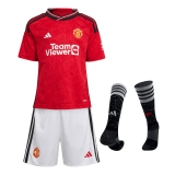Manchester United 2023/24 Home Soccer Jerseys + Short + Socks Kid's