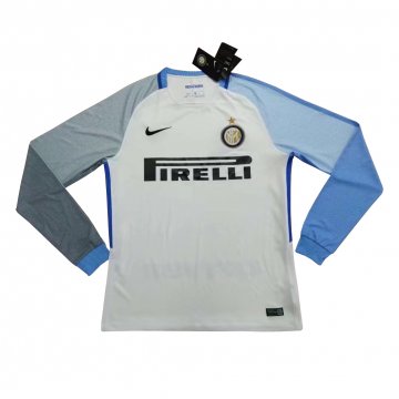 2017-18 Inter Milan Away LS White Football Jersey Shirts
