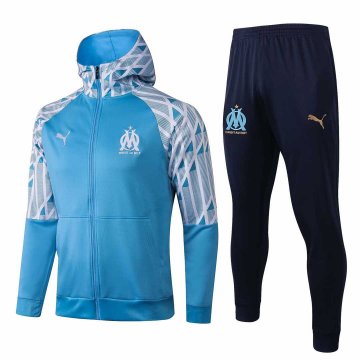 2020-21 Olympique Marseille Hoodie Blue Football Training Suit (Jacket + Pants) Men [2020127921]