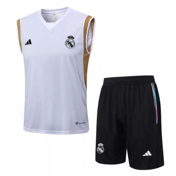 Real Madrid 2023-24 White Soccer Singlet + Short Men's