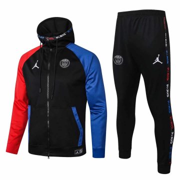 2020-21 PSG x Jordan Hoodie Black Men's Football Training Suit(Jacket + Pants)