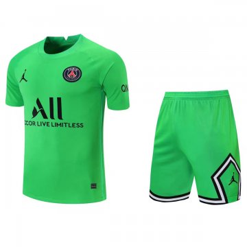 PSG 2021-22 Goalkeeper Green Men's Soccer Jerseys + Shorts