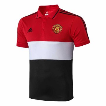 2019-20 Manchester United Red&White&Black Men's Football Polo Shirt