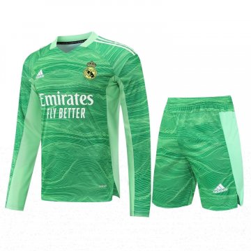 #Long Sleeve Real Madrid 2022-23 Goalkeeper Green Soccer Jerseys + Short Men's