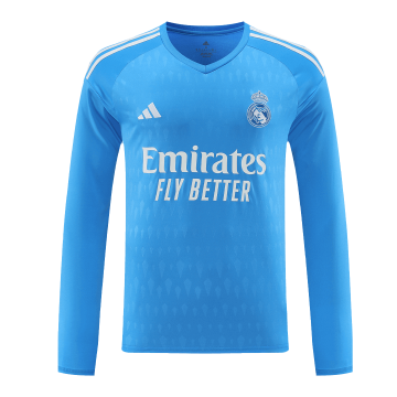 #Long Sleeve Real Madrid 2023-24 Goalkeeper Blue Soccer Jerseys Men's