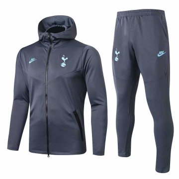 2019-20 Tottenham Hotspur Hoodie Grey Men's Football Training Suit(Jacket + Pants)