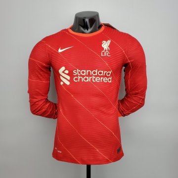 #Player Version Liverpool 2021-22 Home Long Sleeve Men's Soccer Jerseys