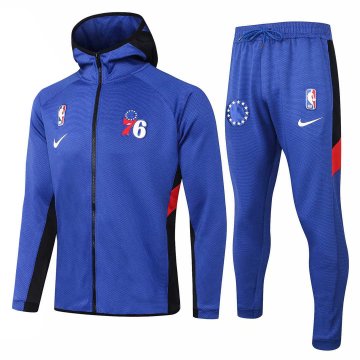 2020-21 Philadelphia 76ers Hoodie Blue Men's Football Training Suit(Jacket + Pants) [46912645]