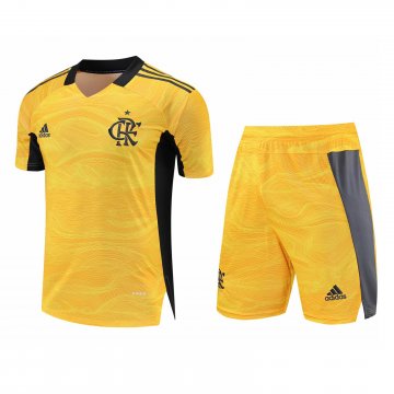 Flamengo 2021-22 Goalkeeper Yellow Soccer Jerseys + Short Men's