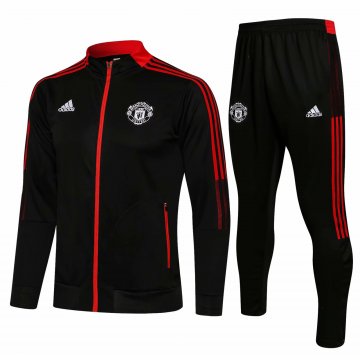 Manchester United 2021-22 Black Soccer Training Suit Jacket + Pants Men's