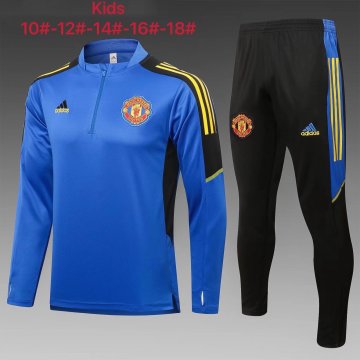 Manchester United 2021-22 Blue Soccer Training Suit Kid's