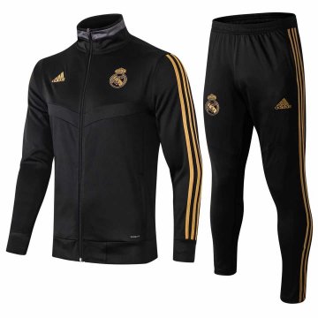 2019-20 Real Madrid High Neck Black Men's Football Training Suit(Jacket + Pants)