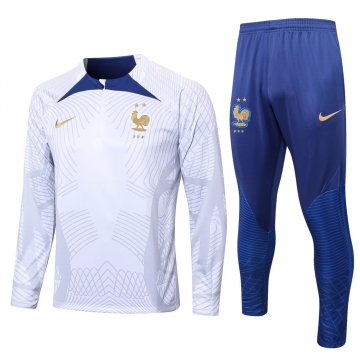 France 2022 White - Blue Soccer Training Suit Men's
