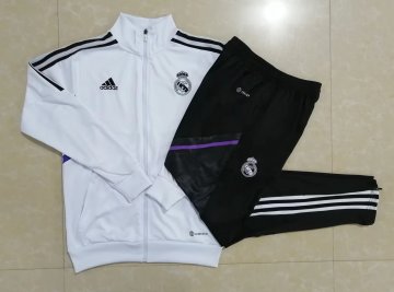 Real Madrid 2022-23 White Soccer Training Suit Jacket + Pants Men's