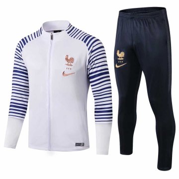 2019-20 France White Stripe Men's Football Training Suit(Jacket + Pants)