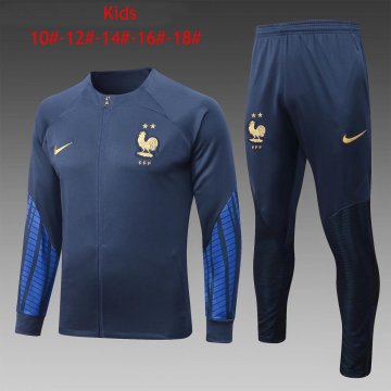France 2022 Royal Soccer Jacket + Pants Kid's