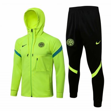 Inter Milan 2021-22 Hoodie Yellow Soccer Training Suit Jacket + Pants Men's