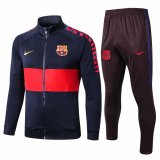 2019-20 Barcelona High Neck Navy Men's Football Training Suit(Jacket + Pants)