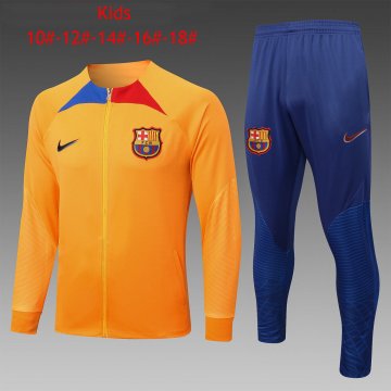 Barcelona 2022-23 Orange Soccer Jacket + Pants Kid's
