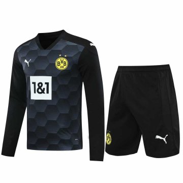 2020-21 Borussia Dortmund Goalkeeper Black Long Sleeve Men Football Jersey Shirts + Shorts Set