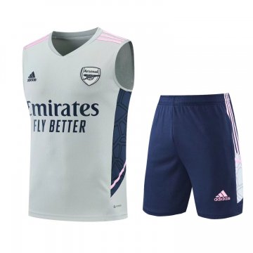 Arsenal 2022-23 Light Grey Soccer Singlet + Short Men's