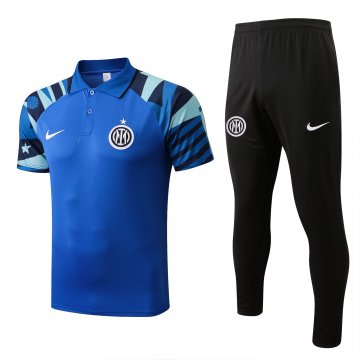 Inter Milan 2022-23 Blue Soccer Polo + Pants Men's