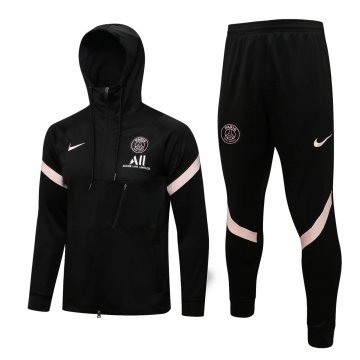 PSG 2021-22 Hoodie Black Soccer Training Suit Jacket + Pants Men's