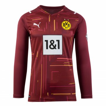 Borussia Dortmund 2021-22 Goalkeeper Red Long Sleeve Men's Soccer Jerseys