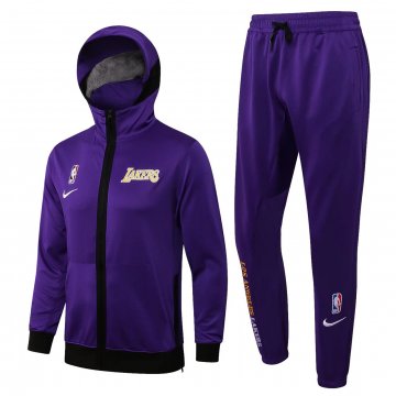 LA Lakers 2021-22 Hoodie Purple Soccer Training Suit Jacket + Pants Men's