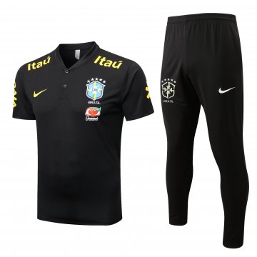 Brazil 2022-23 Black Soccer Polo + Pants Men's